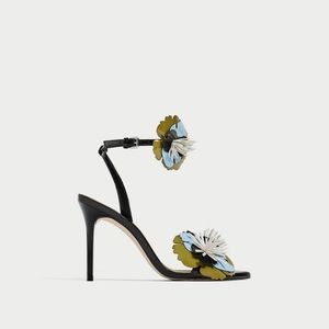 Zara High Heel Sandals with Floral Detail